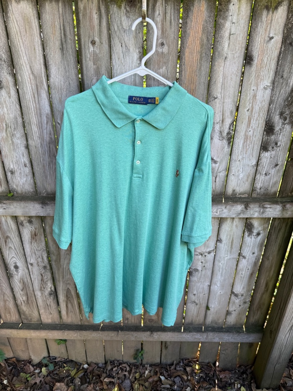 Polo Ralph Lauren Polo Shirt collar buttons green FLAWS 3X Big 3XB